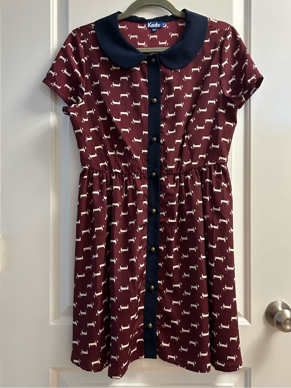 Keds Women’s Retro 90’s Dachshund Print Peter Pan Collar Dress